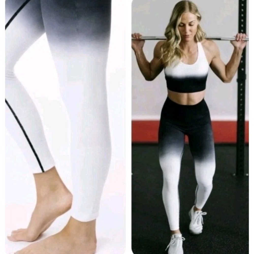 Zyia Active Ombre Leggings‎ Womens XS Black White High Rise Performance Training